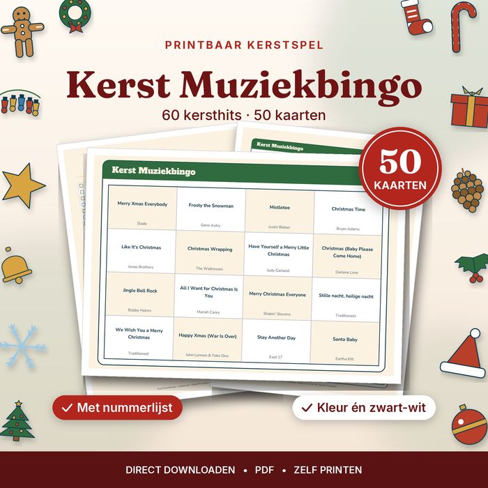 Kerst Muziekbingo